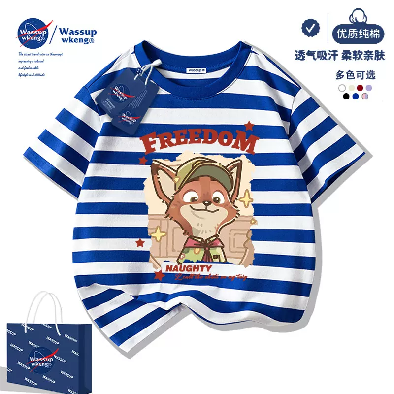 Детская футболка с короткими рукавами WASSUP Zootopia, для девочек, лето 2026, новая полуполукомплект летней одежды для девочек