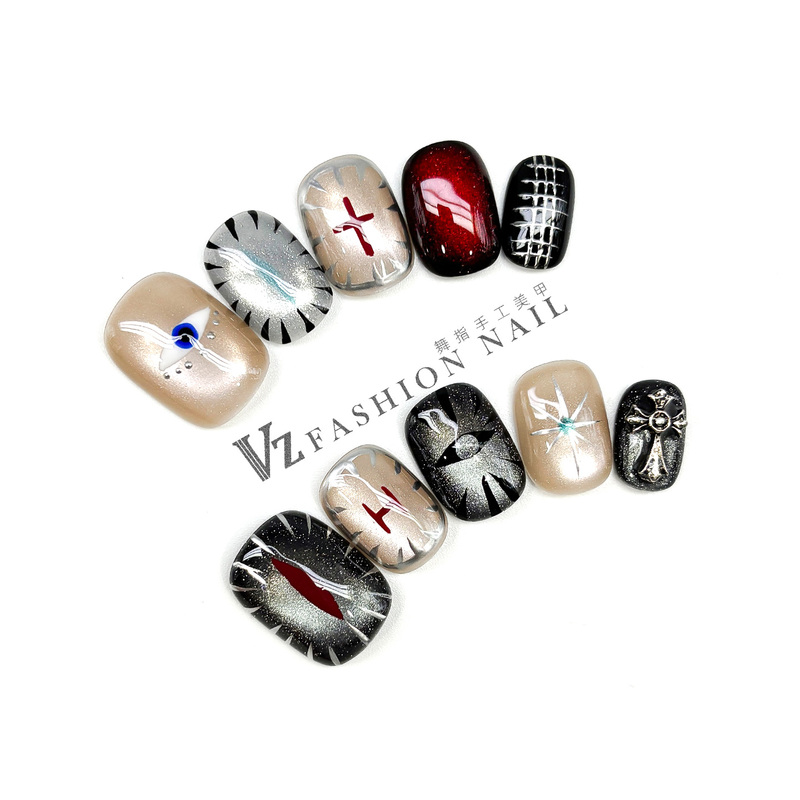 European and American Dark Punk Graffiti Short Nail Art Sweet Cool G-Dragon Style Unisex Black Cat Eye Nail Stickers European and American Dark Punk Graffiti Short Nail Art Sweet Cool G-Dragon Style Unisex Black Cat Eye Nail Stickers