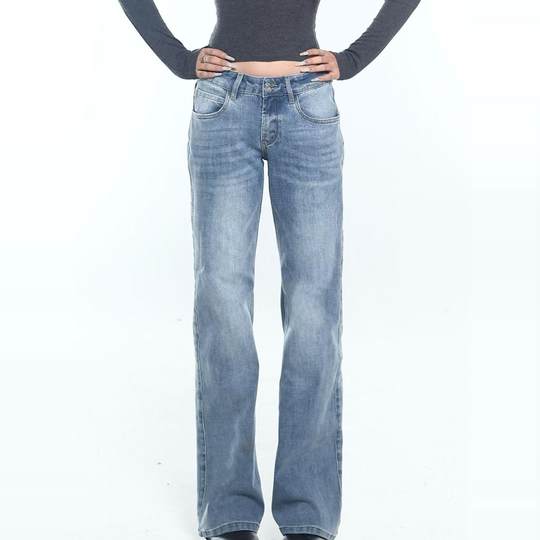 Veryrareme slub low-rise straight-leg jeans