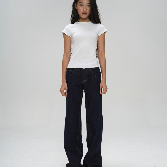 Veryrareme low-rise straight-leg raw jeans