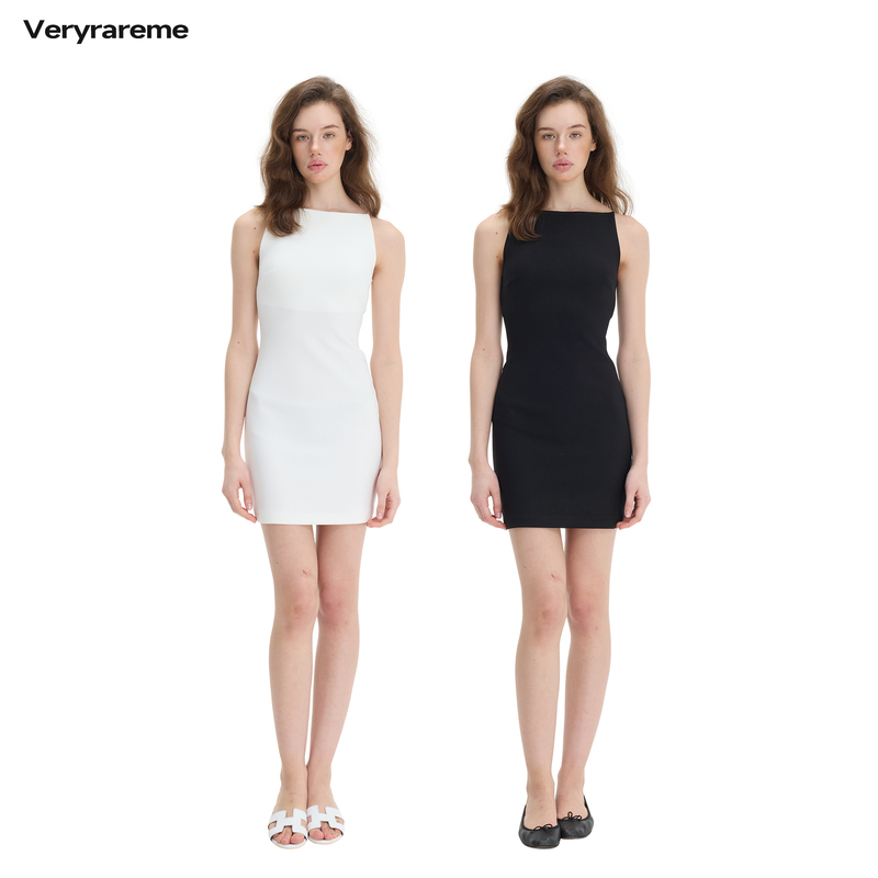 Veryrareme One-Line Neckline Sleeveless Slim-Fit Stretch Dress