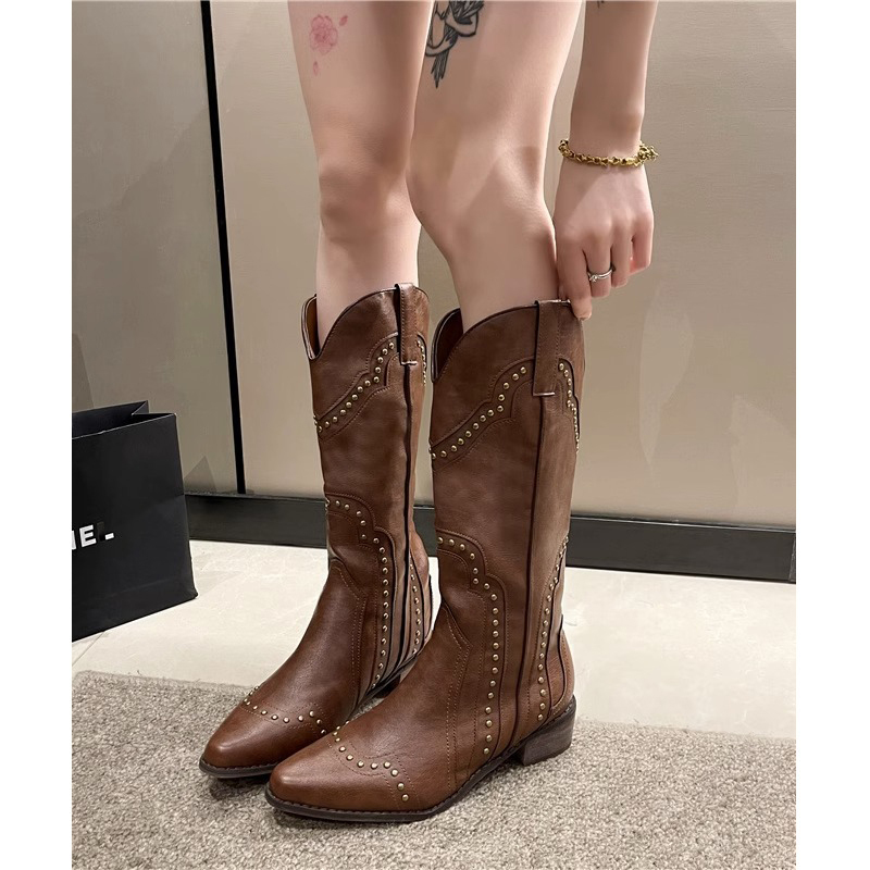Brown Melard Style Boots for Women 2026 New Summer Retro Western Cowboy Boots American High-Top Riding Boots Brown Melard Style Boots for Women 2026 New Summer Retro Western Cowboy Boots American High-Top Riding Boots