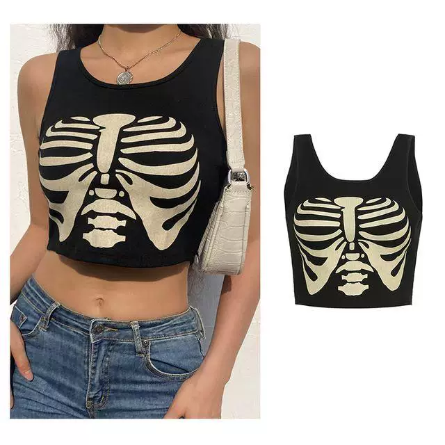 Черный корсет топ sexy готическая одежда spaghetti strap crop OP