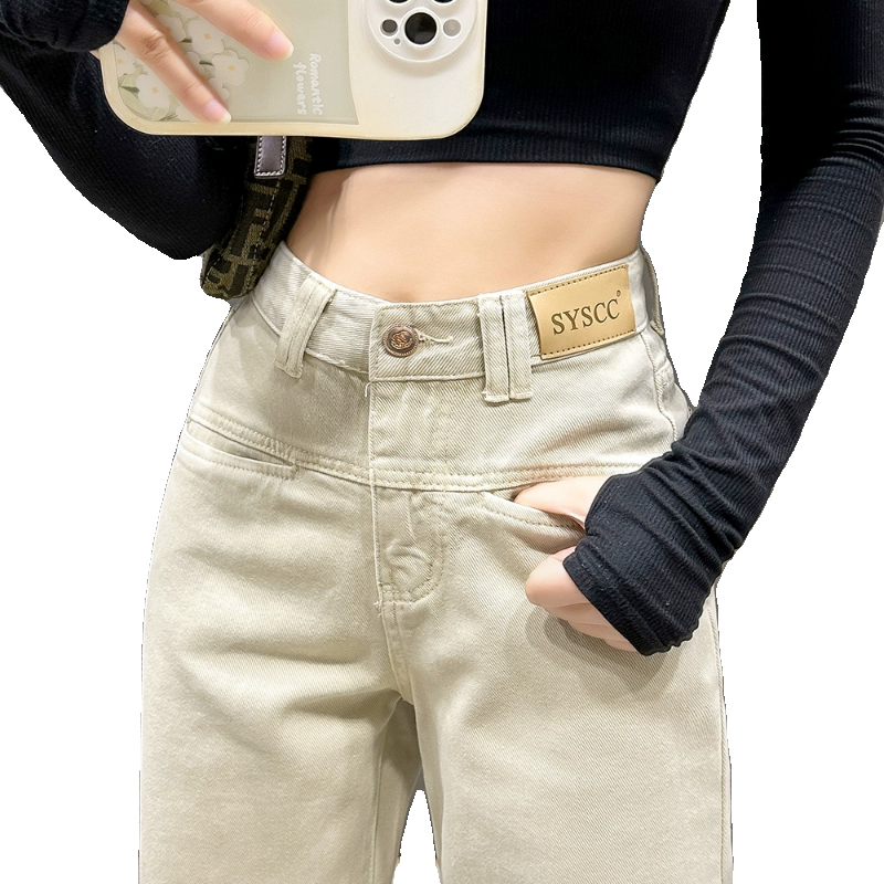 梨型身材高腰显瘦窄版直筒阔腿白色牛仔裤子女2025年新款秋季爆款