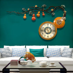 New Chinese-Style Clock Wall Clock for Living Room Home Use Brass Clock Wall Decoration High-End Gourd Silent Quartz Clock