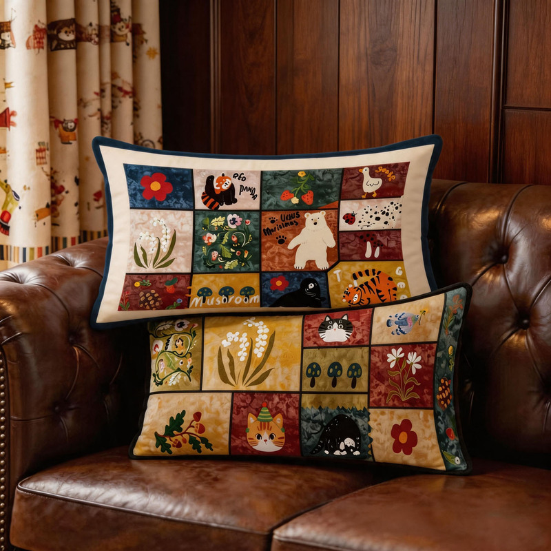 Cartoon Retro Rectangular Sofa Pillow Cat White Bear Cushion High-End with Core Backrest Bedroom Nap Pillow Cartoon Retro Rectangular Sofa Pillow Cat White Bear Cushion High-End with Core Backrest Bedroom Nap Pillow