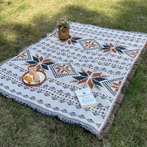 Tent moisture-proof picnic mat camping tablecloth lawn mat bohemian knitted thread blanket American outdoor camping blanket