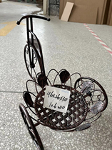 Foreign trade American style retro copper color distressed iron bicycle style flower pot stand garden decorative flower holder ornaments