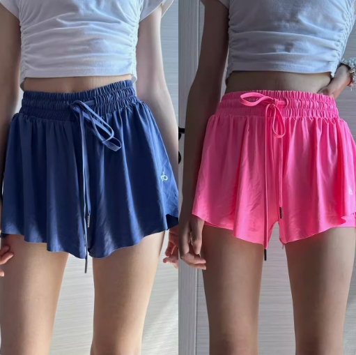 Ice Silk Sports Shorts, Loose Quick-Drying Sports Shorts for Women, Anti-Exposure, Lined, High-Waisted Running Tennis Shorts