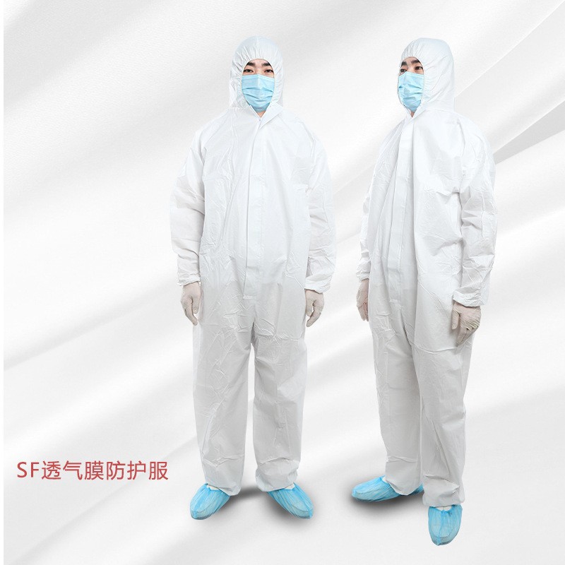Disposable non-woven fabric protective clothing anti-dust and anti-dust breathable membrane cultured anti-fouling conjoined with cap enzyme bath-Taobao