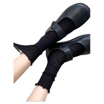 Japanese jk medium tube socks for women with loose mouth ballet style sweet summer fungus lace gray vertical pattern ins