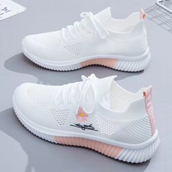 Women's Sneakers, Summer Slip-On Mesh Breathable Running Shoes, Women's White Shoes, Soft-Soled Casual Mesh Shoes, Anti-Odor