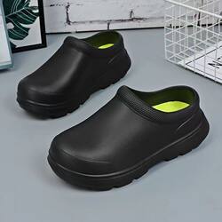 Chef Shoes for Men, Black, Autumn, Kitchen Work, Waterproof, Oil-Proof, Non-Slip, Wear-Resistant, Slip-On, Labor Protection Work Shoes