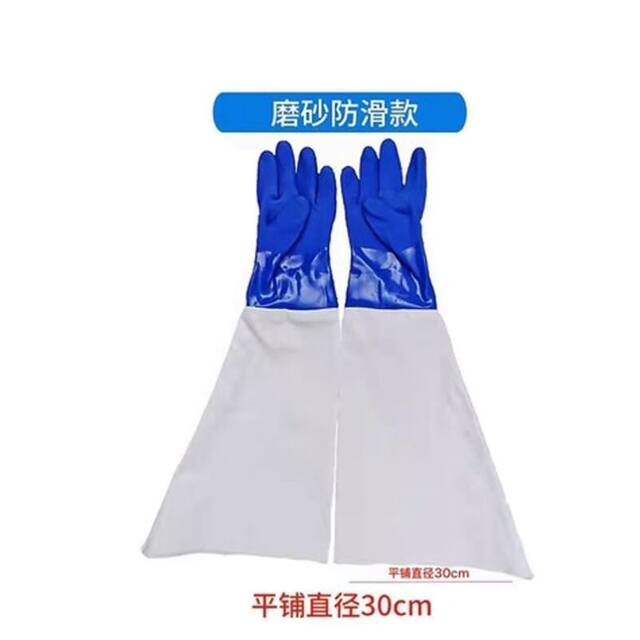 Mrs. Zhuang's Sandblasting Gloves, Thickened and Wear-Resistant, Made of Canvas and Synthetic Rubber, for Manual Sandblasting Machines [Blue/Diameter 3]