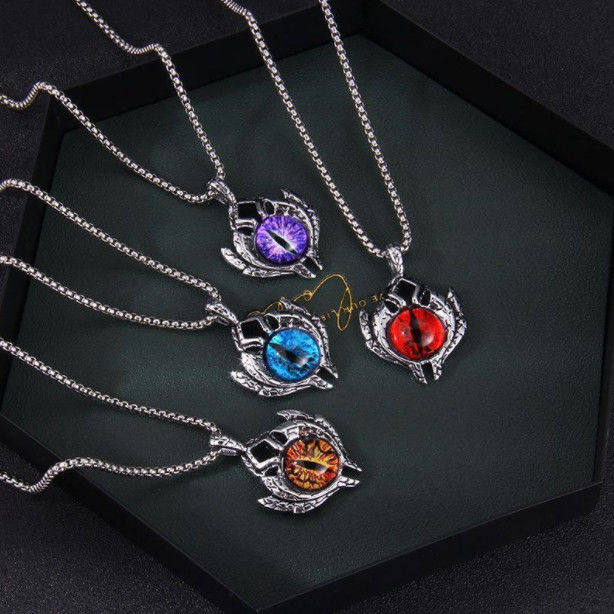 Devil's Eye Necklace European and American Style Evil Men's Titanium Steel Luminous Eye Alternative Trendy Hip-Hop Jewelry Personality