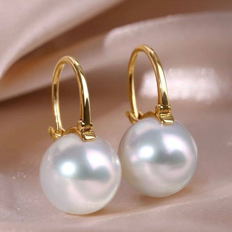 Simple and Elegant Mother-Of-Pearl Earrings for Women, French Style, Large Mother-Of-Pearl Ear Clips, Versatile Mother-Of-Pearl Jewelry