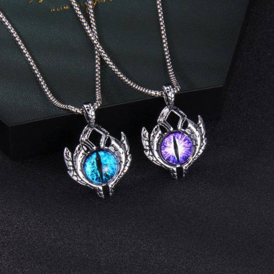 Devil's Eye Necklace European and American Style Evil Men's Titanium Steel Luminous Eye Alternative Trendy Hip-Hop Jewelry Personality
