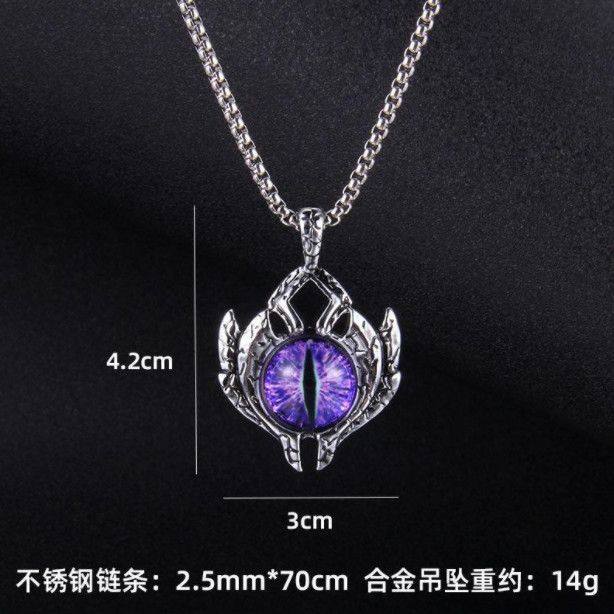 Devil's Eye Necklace European and American Style Evil Men's Titanium Steel Luminous Eye Alternative Trendy Hip-Hop Jewelry Personality