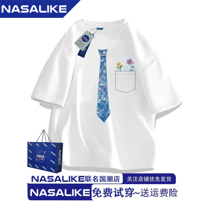 Nasa Collaboration Graffiti Hand-Painted Tie Pure Cotton Short-Sleeve T-Shirt Vintage Heavyweight Unisex Loose Versatile Top Nasa Collaboration Graffiti Hand-Painted Tie Pure Cotton Short-Sleeve T-Shirt Vintage Heavyweight Unisex Loose Versatile Top