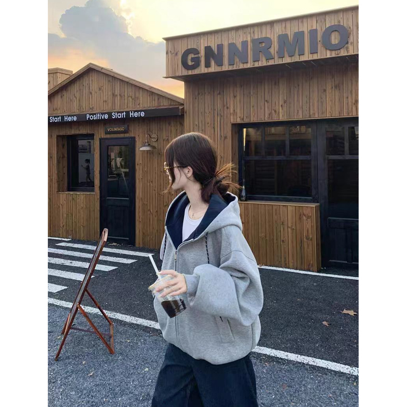 Wassup Heavyweight Pure Cotton Gray Hooded Cardigan Jacket for Women, Autumn and Winter Fleece-Lined Thickened Design Sweatshirt Hoodie for Men Wassup Heavyweight Pure Cotton Gray Hooded Cardigan Jacket for Women, Autumn and Winter Fleece-Lined Thickened Design Sweatshirt Hoodie for Men