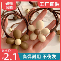 High elastic hair rope hair tie for women with hair ball head rubber band new bold fashion simple leather ring hair rope headwear
