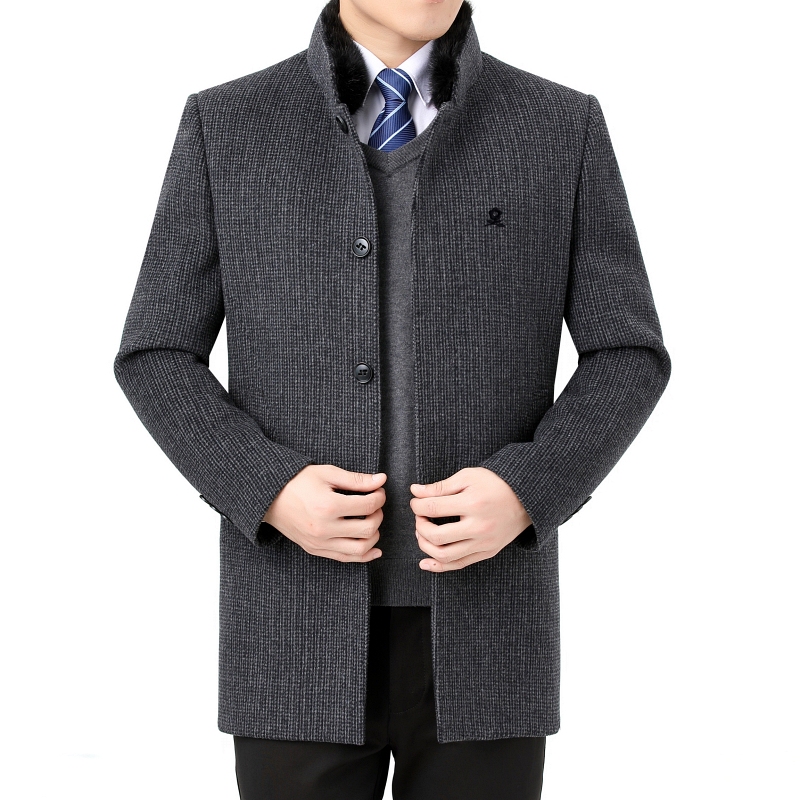 French Imported New Winter Double-Sided Cashmere Coat for Men, Down-Filled, Mink Collar, Thickened, Detachable, High-End Wool French Imported New Winter Double-Sided Cashmere Coat for Men, Down-Filled, Mink Collar, Thickened, Detachable, High-End Wool