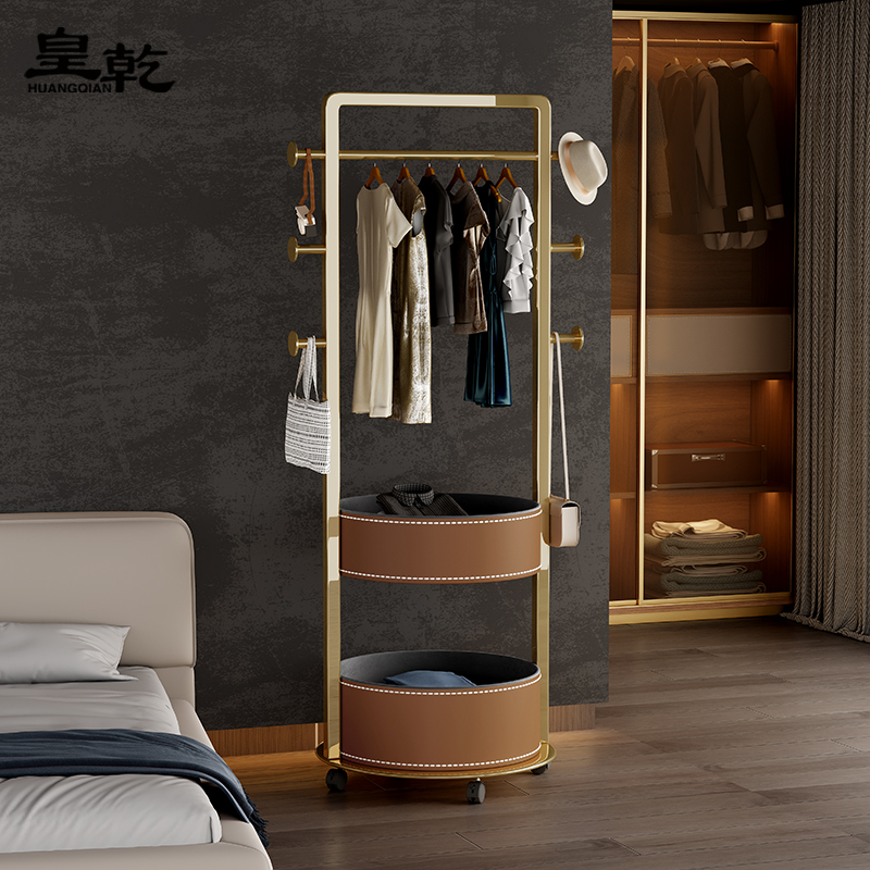 Light Luxury Mobile Coat Rack, Bedroom Floor-Standing Clothes Rack, Space-Saving, Stainless Steel Titanium Gold Bedside Clothes Rack, Designer Light Luxury Mobile Coat Rack, Bedroom Floor-Standing Clothes Rack, Space-Saving, Stainless Steel Titanium Gold Bedside Clothes Rack, Designer
