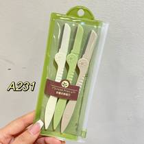 Green pigment foldable eyebrow trimmer pencil barrel type with replacement straight handle stainless steel eyebrow trimmer with protective mesh