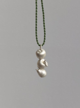 WENQI Li Ping Ping | Burnt white sculptural sterling silver pendant original niche cute braided long necklace