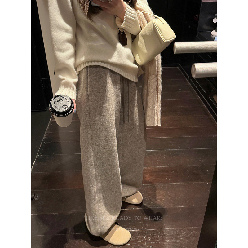 Black Bean Hum Hum Casual Everyday * Petite Versatile Drawstring Straight-Leg Pants Sweatpants Loose Slimming Casual Jogger Pants