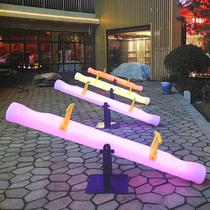 Outdoor LED light-emitting Internet celebrity interactive seesaw double childrens square amusement solar colorful scenic spot Shanghai