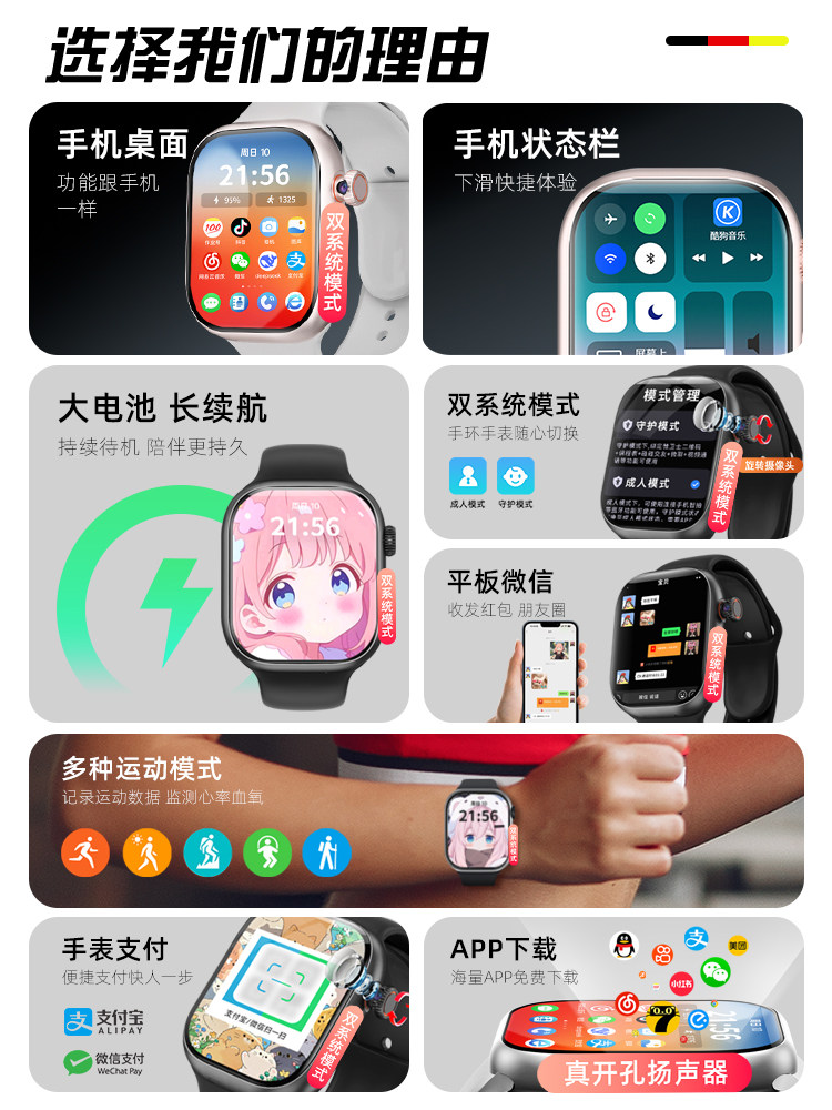 [2026 New Honeycomb Edition]S11 Smart Phone Watch with Sim Card Slot, Huaqiangbei S10Watch, Special for Teenagers and Children, High School and Middle School Students, Boys and Girls, 5g Full Netcom, Multi-Function, Top Configuration