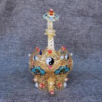 New lotus crown clear hibiscus crown antique crown handmade lotus crown hexagonal hat Tai Chi crown handmade