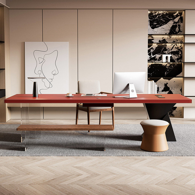 2026流行趋势：意式轻奢长条书桌如何打造高级家居办公空间?
