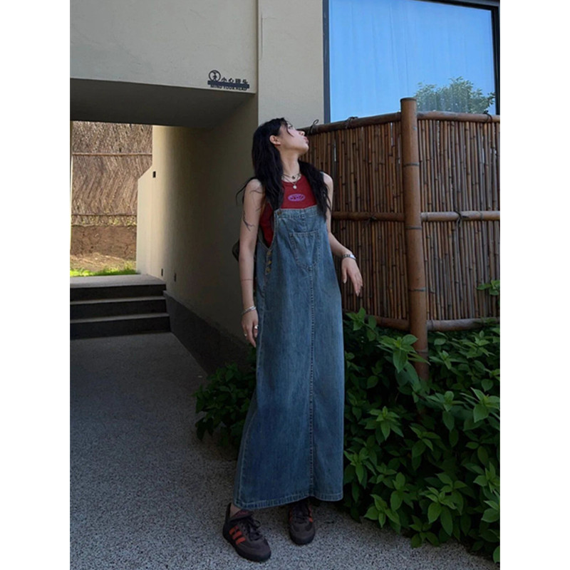 Extra Large Size Korean Casual Patchwork Denim Dress for Women Summer 150kg Loose Slimming Versatile One-Piece Dress ins Extra Large Size Korean Casual Patchwork Denim Dress for Women Summer 150kg Loose Slimming Versatile One-Piece Dress ins