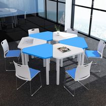 Colorful hexagonal reading room tables and chairs art table painting table library tables and chairs smart classroom special-shaped table combination
