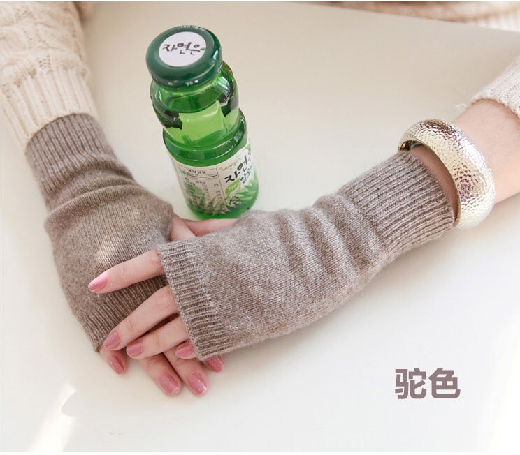 New Autumn and Winter Cashmere Korean-Style Short Warm Wool Half-Fingerless Gloves for Couples