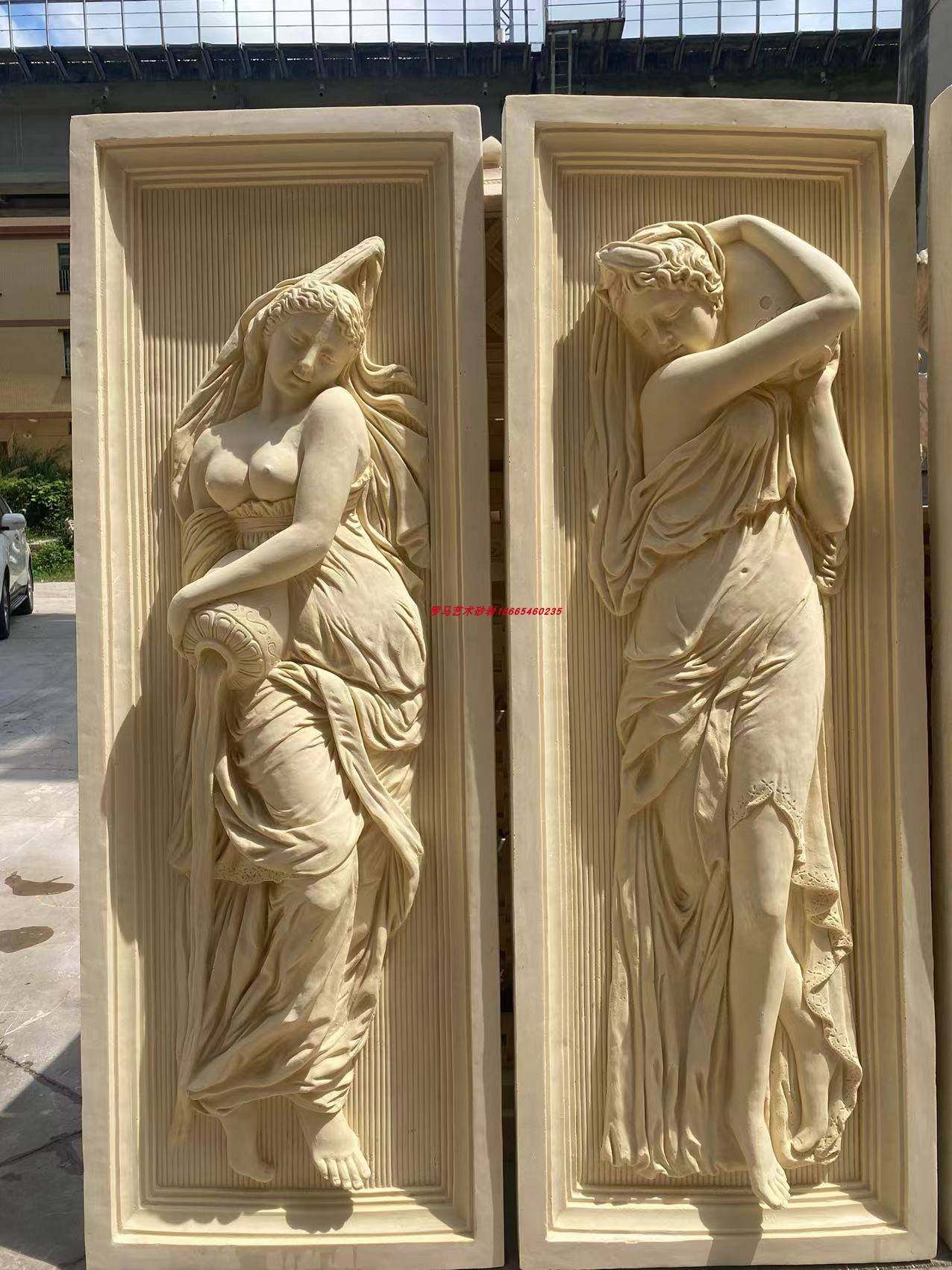 Relief GRP Sandstone Imitation Copper School Cultural Sculpture Villa Hotel Clubhouse Background Wall Eurostyle Bath woman figure-Taobao