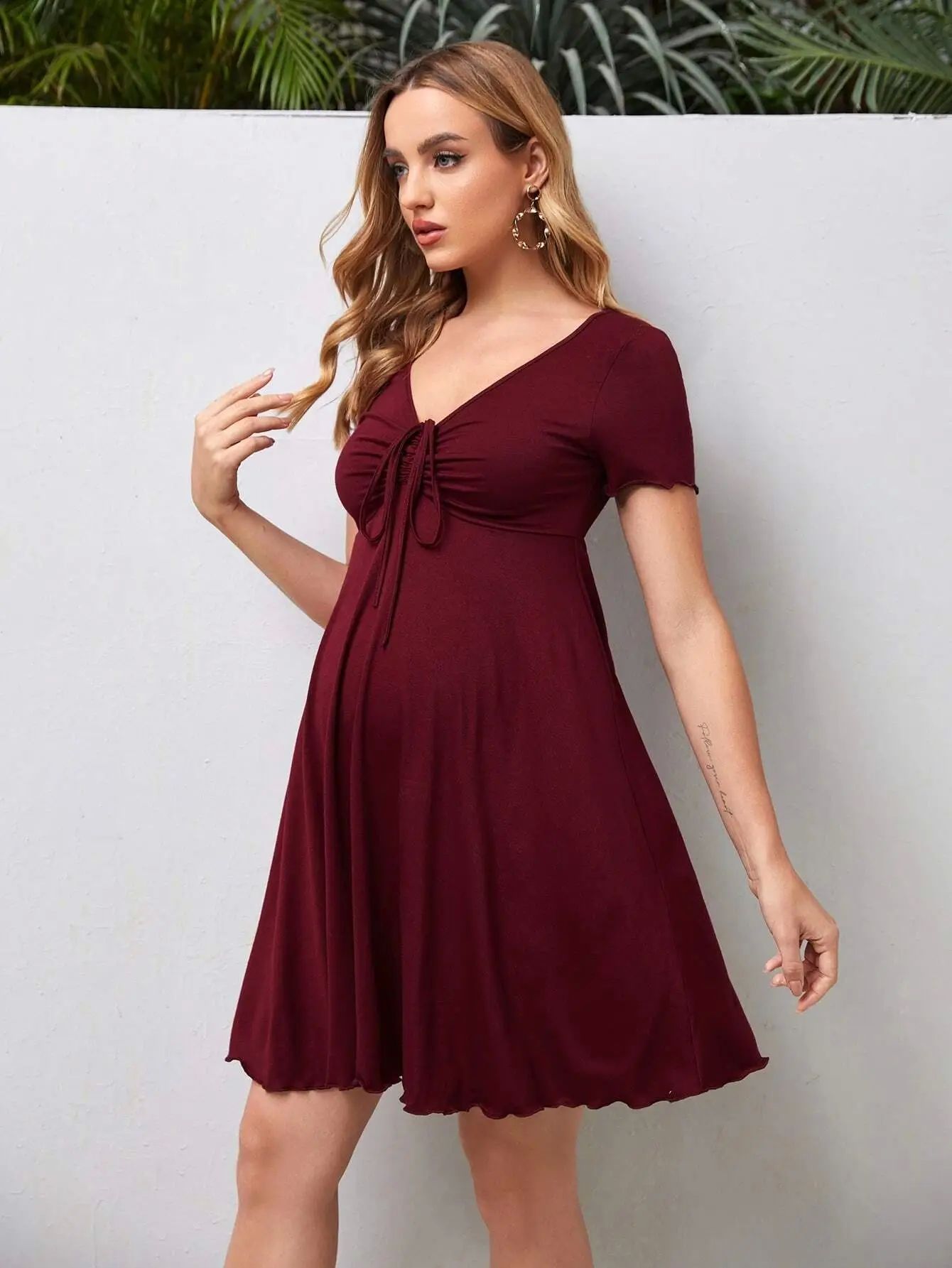 Maternity Drawstring Dress Maternity Clothes Summer Casual 3 O1CN010LC50Y2JW526wQj4T !!2215781349428