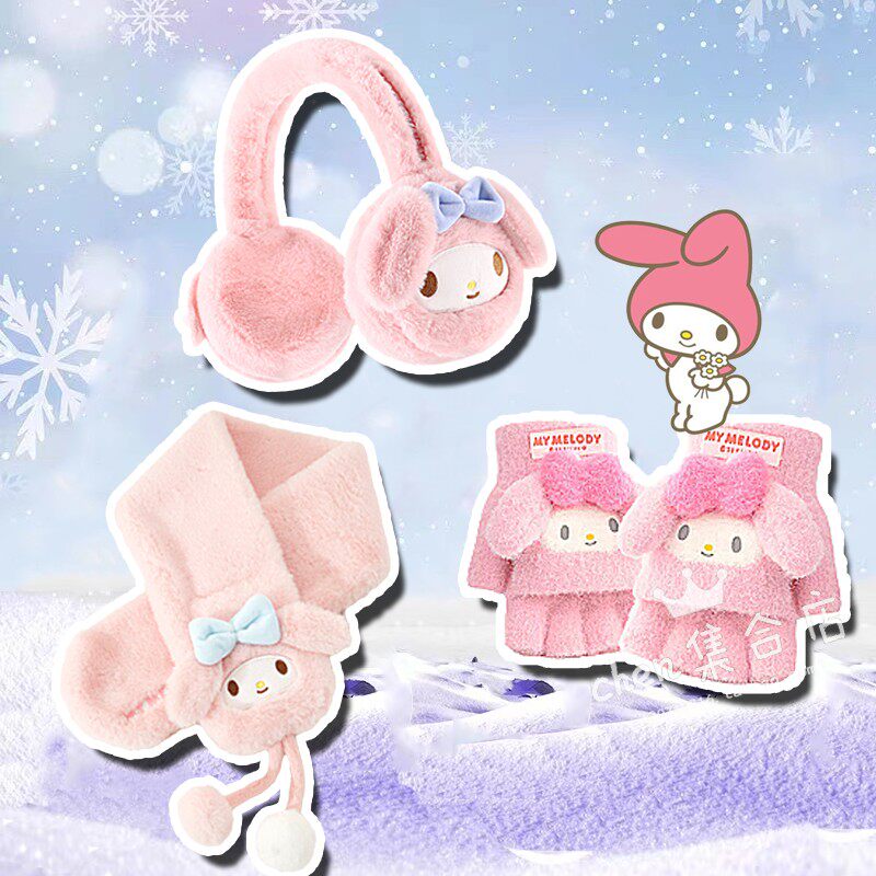 My melody earmuff, scarf, and glove 3-piece set: a warm and