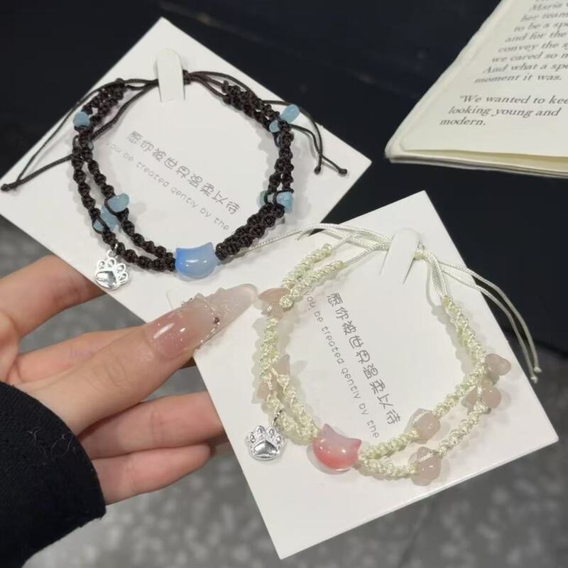 New Double-Layered Gravel Kitten Bracelet, High Aesthetic Value, Exquisite and Sweet Woven Bracelet, Gift for Best Friends and Couples New Double-Layered Gravel Kitten Bracelet, High Aesthetic Value, Exquisite and Sweet Woven Bracelet, Gift for Best Friends and Couples