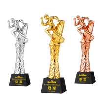 Running crystal trophy medal customized relay race statuette fun games competition marathon long distance champion