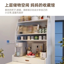 White all solid wood dining table folding telescopic household small apartment invisible dining table sideboard integrated multi-functional table