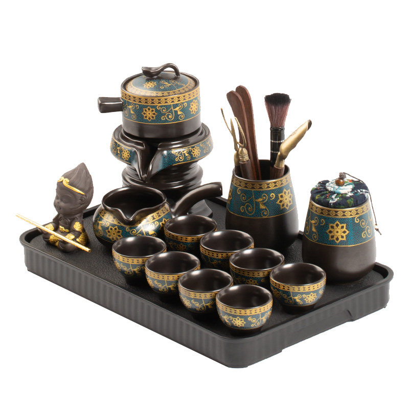 Stone Mill Lazy Automatic Tea Set for Home Use, Light Luxury High-End Tea Brewing Device, Office Kung Fu Teapot and Teacup