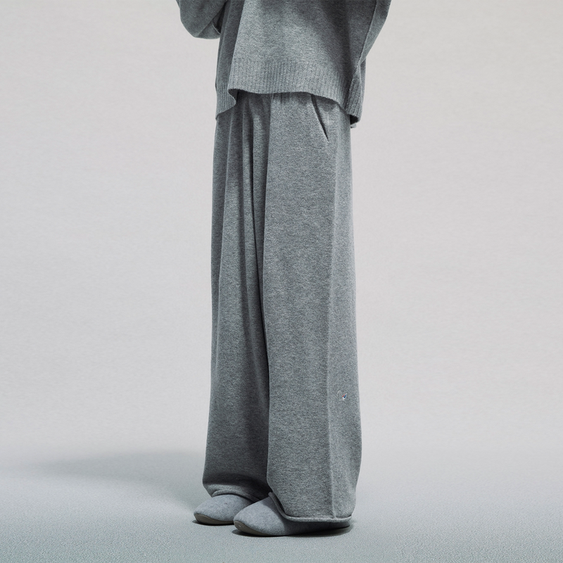 Official Direct Sales Epide Prefab Embroidered Paper Airplane Rolled Hem Drawstring Elastic Knit Casual Woolen Pants