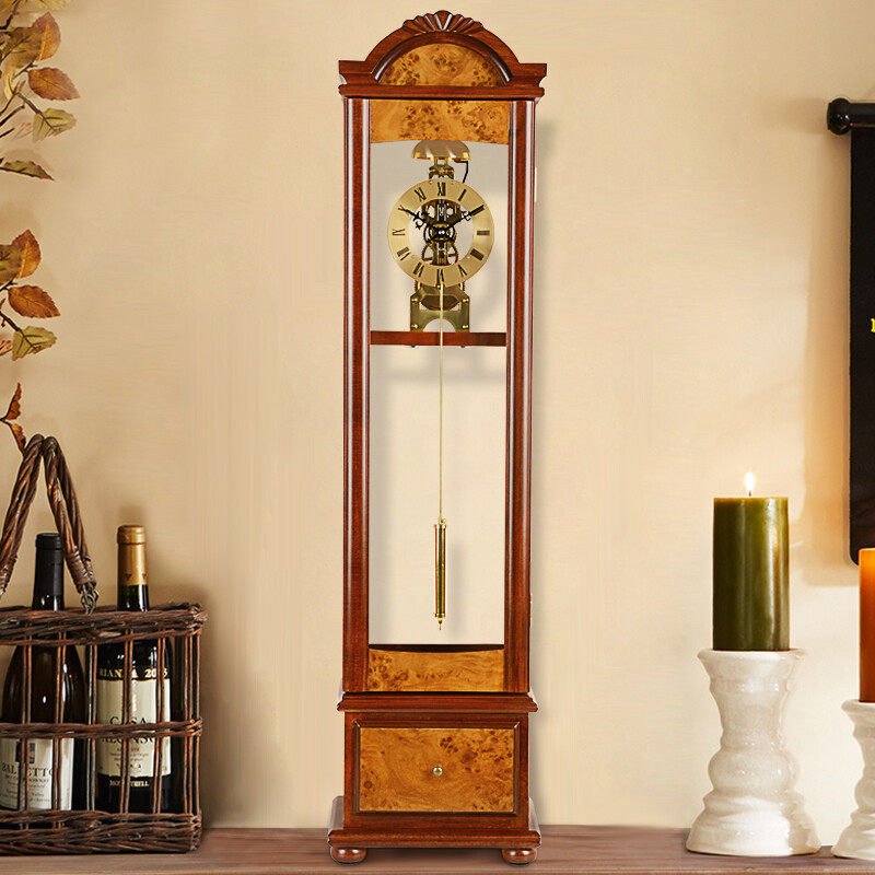 Home Solid Wood Floor Clock China Wind Living Room Mechanical Clock Office Atmospheric Standout Pendulum with Chinese style clock-Taobao