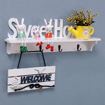 Wall rack wall hanging no punching bedroom wall decoration rack partition coat and hat storage rack European style simple hook