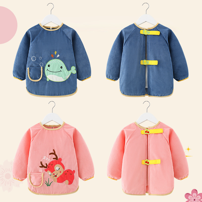 Baby smock, boy's protective clothing, children's waterproof protective clothing, eating bib, rice pocket, reverse coat, foreign style reverse dressing