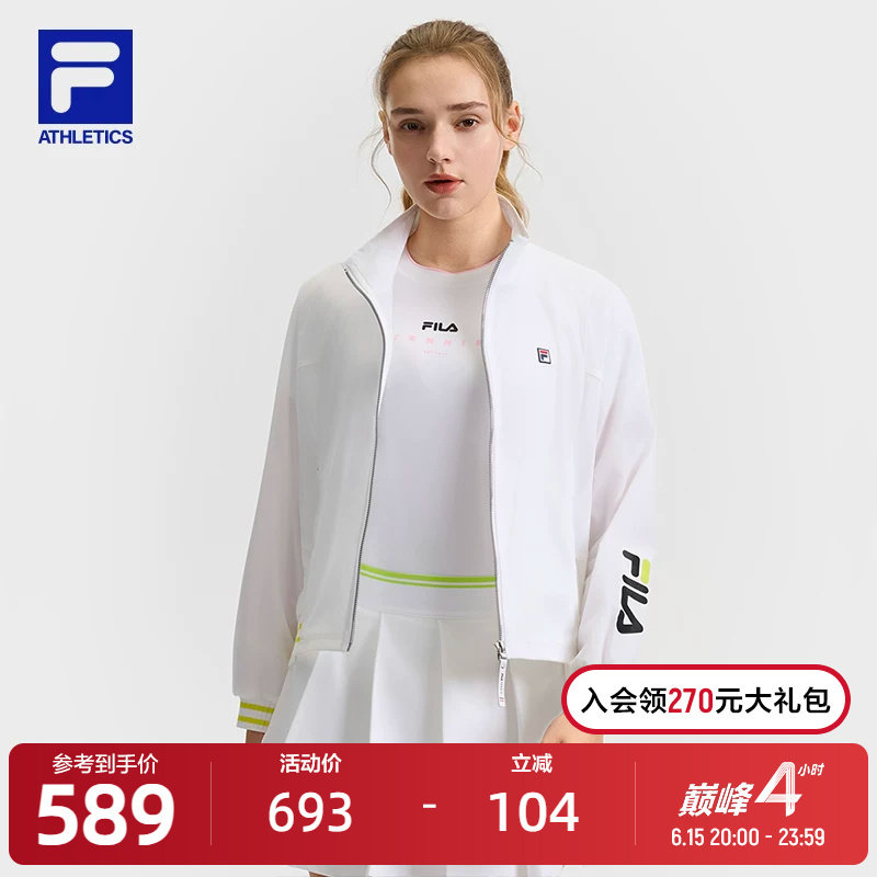Fila Official Women's Woven Jacket 2025 Summer New Tennis Sports Simple Loose Stand Collar Top