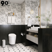 Faff-style Retro Brick Bathroom Toilet Tile Toilet Kitchen Wall Brick Anti-Slip Floor Tile Full Porcelain Black Wood Grain Brick